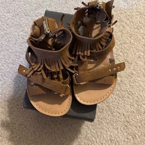 Girl’s 12 Kenneth Cole Reaction Dusty Brown Bright Fringe Sandals